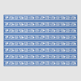 Blue Bone Inlay Floral Border Decoupage Paper Seidenpapier