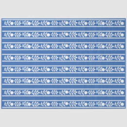 Blue Bone Inlay Floral Border Decoupage Paper Seidenpapier