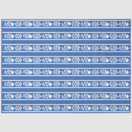 Blue Bone Inlay Floral Border Decoupage Paper Seidenpapier