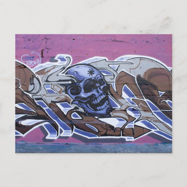 Blue Bonehead Graffiti Postkarte (Vorderseite)