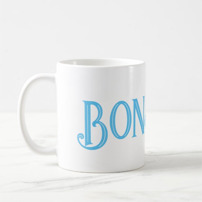 Blue Bonjour White Coffee Tasse (Links)