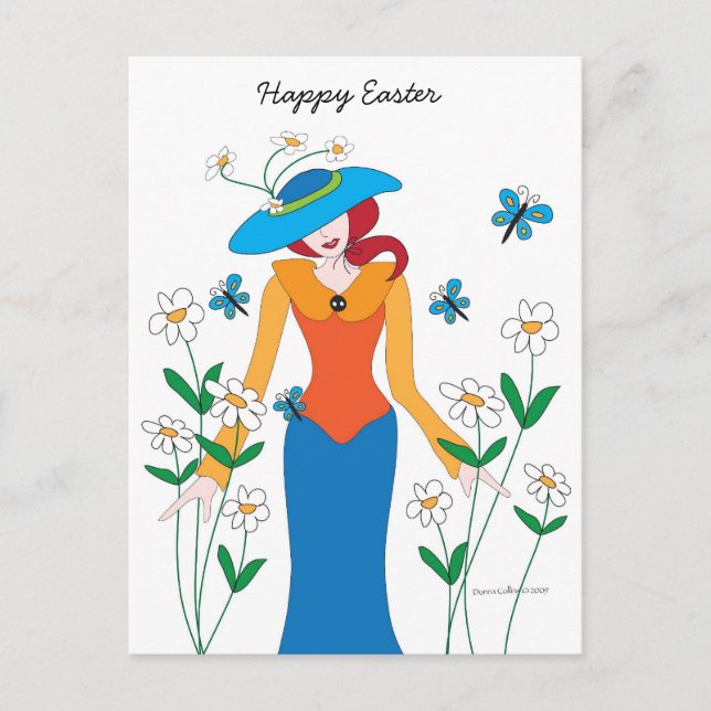 Blue Bonnet Oaster Girl Postkarte (Vorderseite)