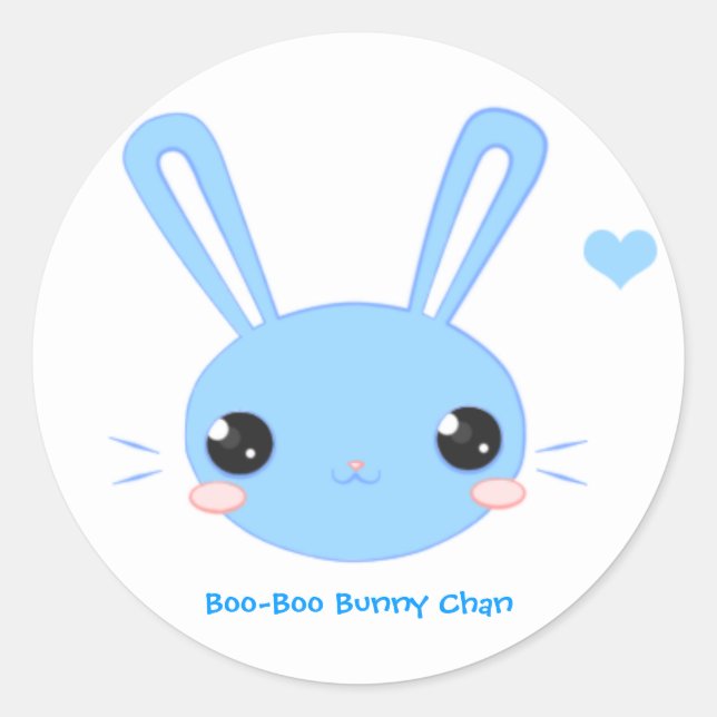 Blue Boo Bunny Chan Stickers (Vorderseite)