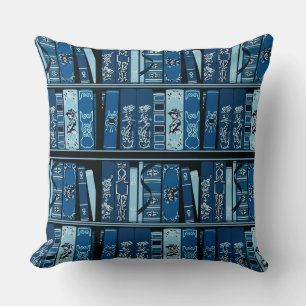 Blue Book Shelds Vintag Books Throw Kissen