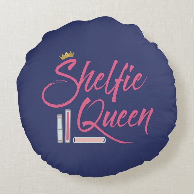 Blue Booklover Shelfie Queen Throw Rundes Kissen (Rückseite)