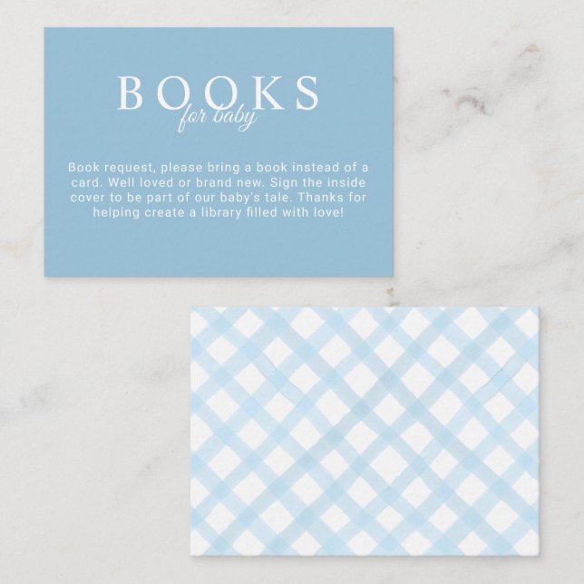 Blue Books for Baby Showcard mit Gingham Back Begleitkarte (Vorne/Hinten)