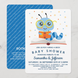 Blue Bookworm Book Baby Dusche Einladung