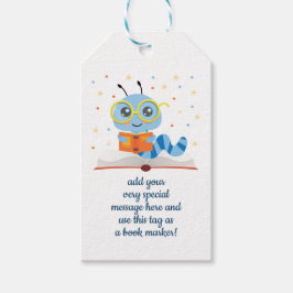 Blue Bookworm Lesezeichen Gift Tags Geschenkanhänger