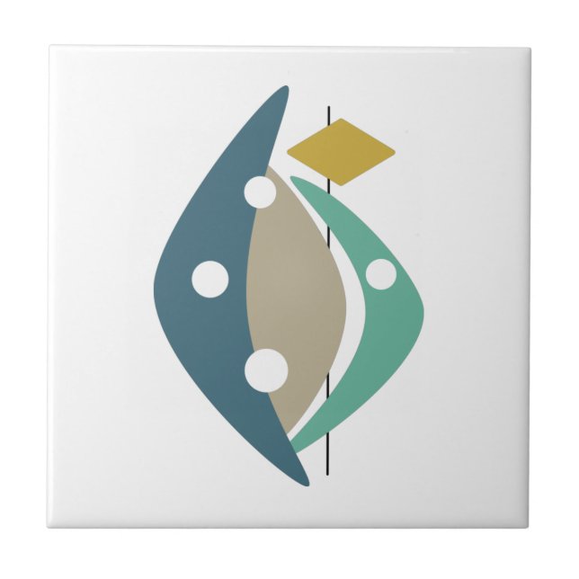 Blue Boomerang Formen Mitte des Jahrhunderts Moder Fliese (Vorderseite)