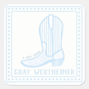 Blue Boot Boys Square Geschenksticker Quadratischer Aufkleber