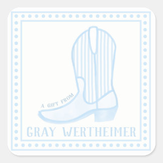 Blue Boot Boys Square Geschenksticker Quadratischer Aufkleber