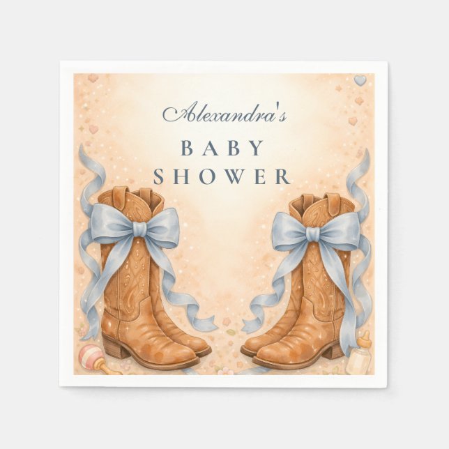 Blue Boots And Bows Boy Baby Shower Serviette (Vorderseite)