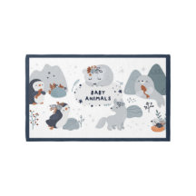 Blue Border Baby Animations Pflanze mit weißem Hin