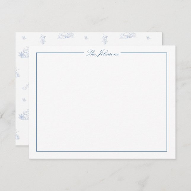 Blue Border Personalisiert Stationery Note Card Mitteilungskarte (Vorne/Hinten)