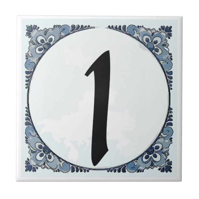 Blue Border Tile, Hausnummer, Änderungsnummer Fliese (Vorderseite)