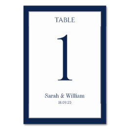 Blue Border Wedding Tischnummer Card