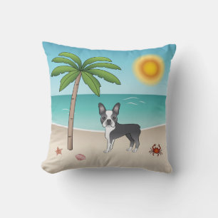 Blue Boston Terrier an einem tropischen Sommerstra Kissen