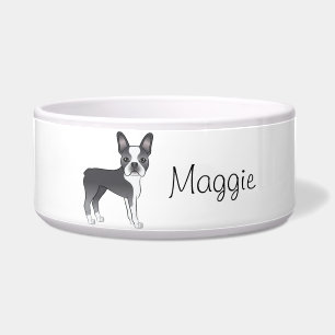Blue Boston Terrier Cute Cartoon Dog With A Name Napf
