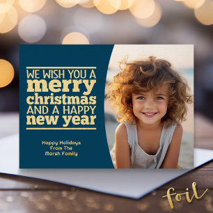 Blue Botanic Christmas Gruß - 1 Foto Folien Feiertagskarte