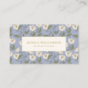 Blue Botanic CottageCore Floral Business Card Visitenkarte
