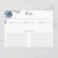 Blue Botanical Recipe Card