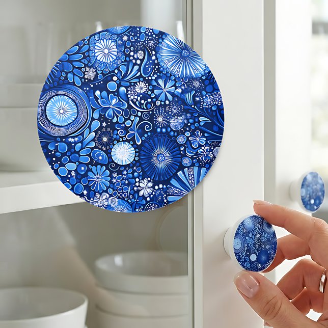 Blue Botanical Shibori Keramikknauf (Von Creator hochgeladen)