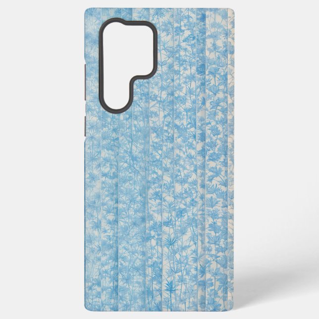 Blue Botanical Stripe Phone Case Samsung Galaxy Hülle (Rückseite)
