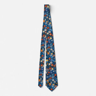 Blue Botanical Watercolor Print Neck Tie Krawatte