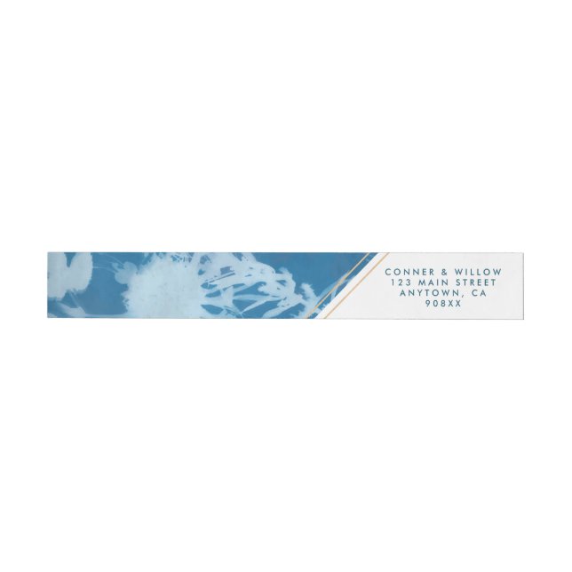 Blue Botanical Wraparound Address Label (Person)