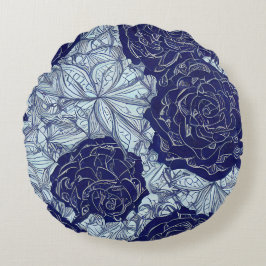 Blue Botanics Round Pillow Rundes Kissen