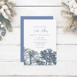 Blue Bottom Trees Boho Wedding Einladung