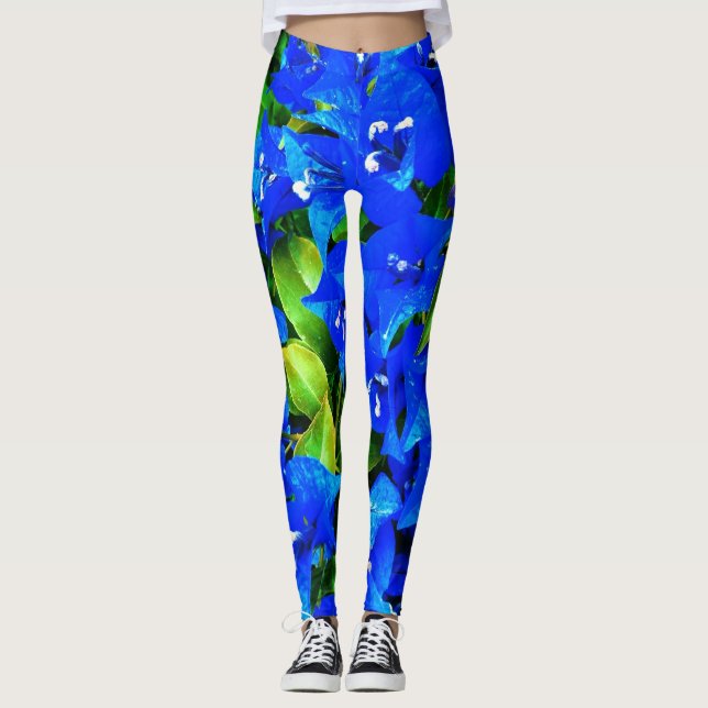 Blue Bougainvillea Leggings (Vorderseite)