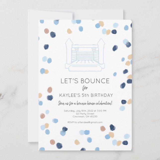 Blue Bounce House Party laden Einladung (Vorderseite)
