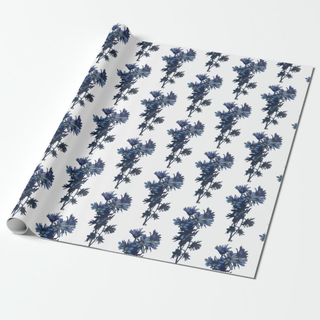 Blue Bouquet Summer Wrapping Paper Geschenkpapier (Ungerollt)