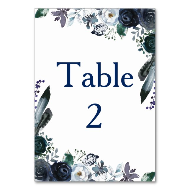 Blue Bouquet Vertikal 3,5" x 5" Tablecard Tischnummer (Rückseite)