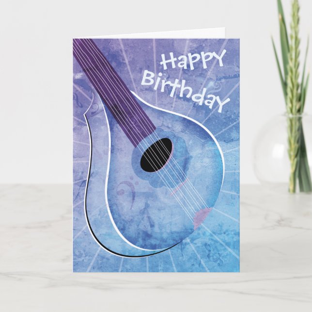 Blue Bouzouki Art Birthday Card Karte (Vorderseite)
