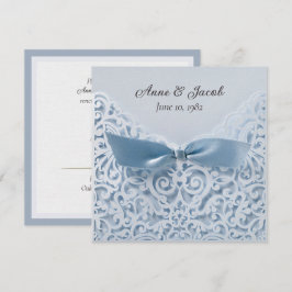Blue Bow auf Lace Wedding Vow Renewal Einladung
