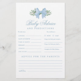Blue Bow Baby Advice and Predictions Shower Game