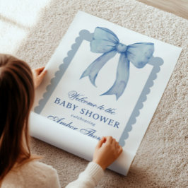 Blue Bow Baby Boy Dusche Begrüßungszeichen Poster
