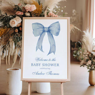 Blue Bow Baby Boy Dusche Begrüßungszeichen Poster