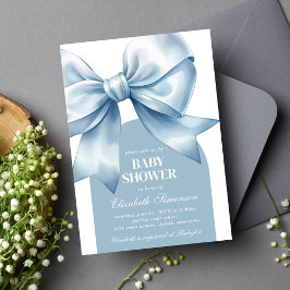 Blue Bow Baby Boy Elegant Baby Shower Einladung