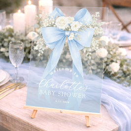 Blue Bow Baby boy Shower Welcome Acrylschild