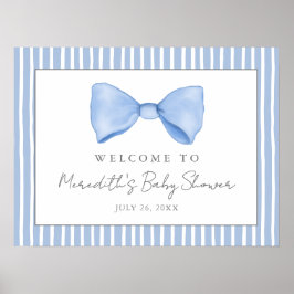 Blue Bow Baby Dusche Begrüßungszeichen Poster