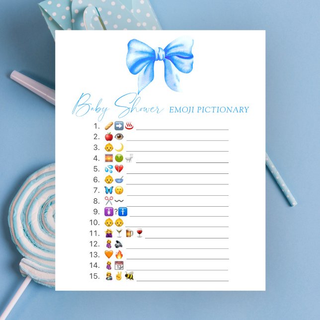 Blue-Bow-Baby-Dusche Emoji Pictionary (Von Creator hochgeladen)
