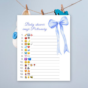 Blue-Bow-Baby-Dusche Emoji Pictionary