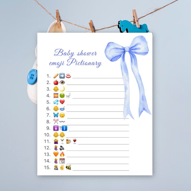 Blue-Bow-Baby-Dusche Emoji Pictionary (Von Creator hochgeladen)