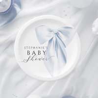 Blue Bow Baby Dusche gerundet