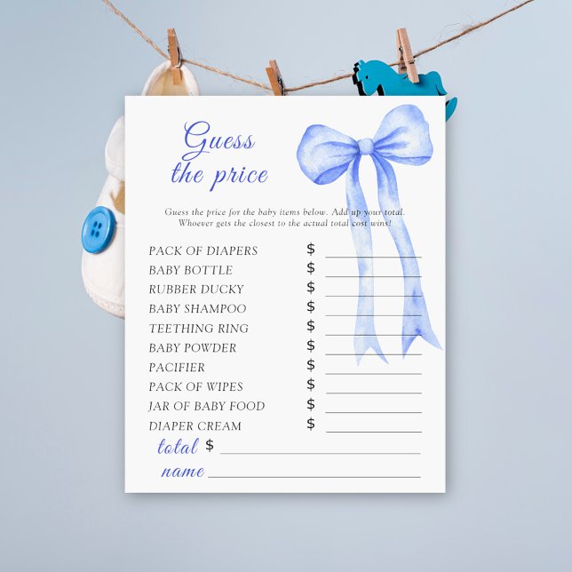 Blue Bow Baby Dusche - Raten Sie mal das Preis Spi (Von Creator hochgeladen)