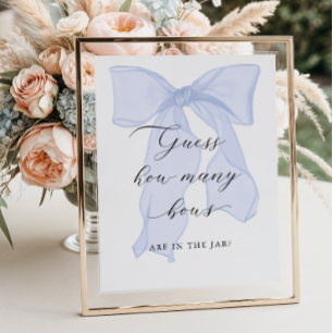 Blue Bow Baby Dusche schätzt wie viele Bows Poster