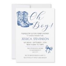 Blue Bow Baby Dusche Wasserfarbe